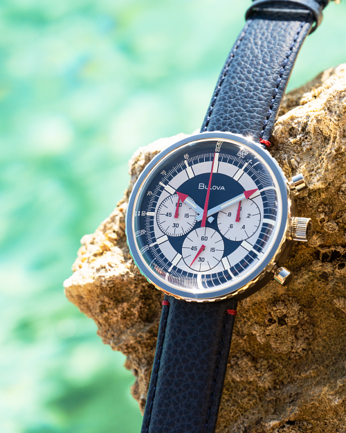 Azul Dial Piel Correa Cronografo C 96A283 Bulova